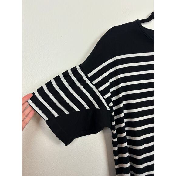 La Ligne Short Sleeve Striped Step Hem Cotton Puff Sleeve Top Medium - Picture 4 of 7